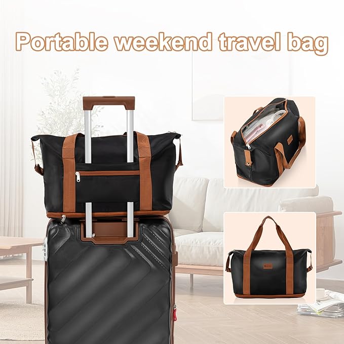 6 piece Luggage Set Expandable Suitcase 22x14x9 Airline Approved Carry on, ABS Hard Case Suitcases with Spinner Wheels, TSA Lock, (Black)