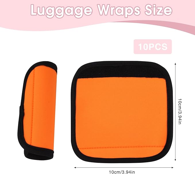 10 Pack Luggage Handle Wraps for Suitcase, Bright Color Comfort Soft Luggage Handle Covers Suitcase Luggage Tag Travel Accessories