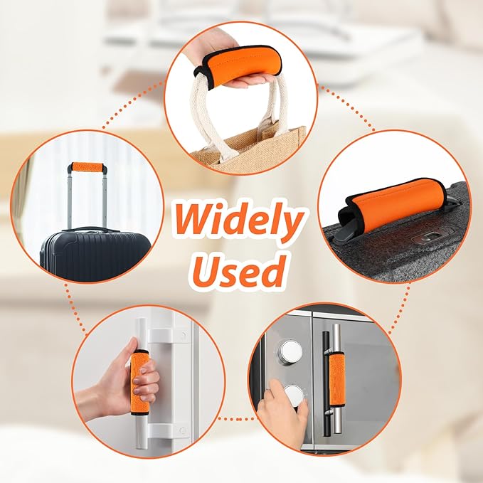 2Pack Luggage Handle Wrap for Suitcase Travel Essential Bright Orange Color Soft Luggage Identifiers for Suitcases Neoprene Material Comfortable Suitcase Handle Wraps for Traveling