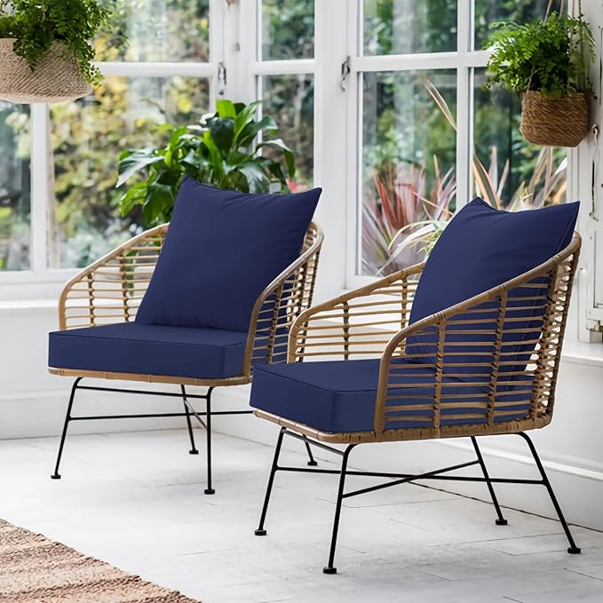 Favoyard Outdoor Seat Cushion Set 19 x 19 Inch Waterproof & Fade Resistant Patio Furniture Cushions with Removable Cover Deep Seat & Back Cushion with Tie Straps for Chair Sofa Couch