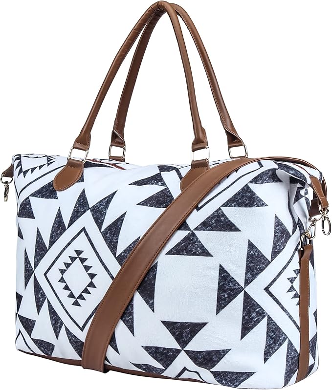 Weekender Bag Duffle Bag For Women Large Travel Tote Bag Overnight Weekend Bags With Shoulder Strap Cow Leopard Atzec…