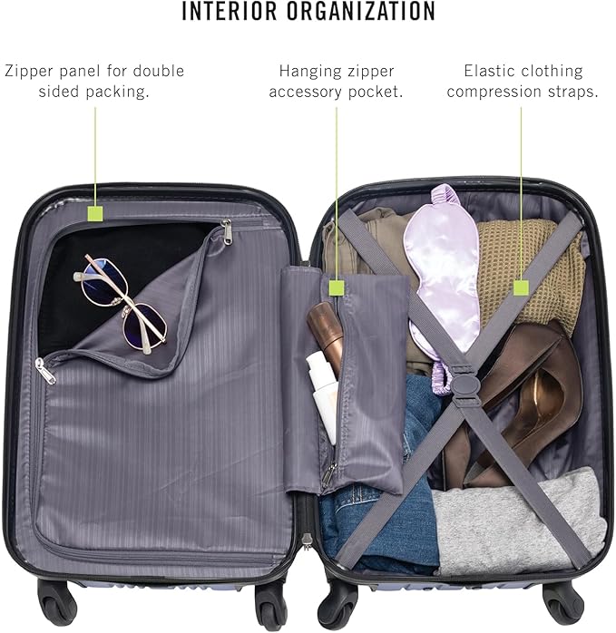 Kenneth Cole REACTION Out of Bounds Lightweight Hardshell 4-Wheel Spinner Luggage, Teal, 20-Inch Carry On