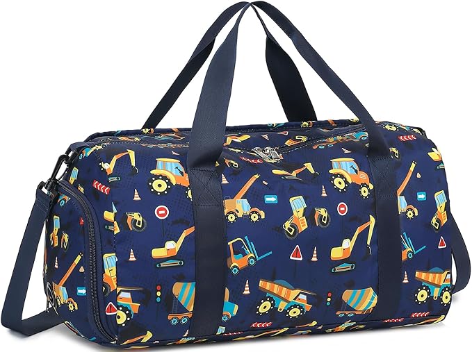 BTOOP Kids Overnight Bag for Boys Small Truck Sports Gym Duffle Bags With Shoe Compartment Toddler Weekender Sleepover Tote for Travel