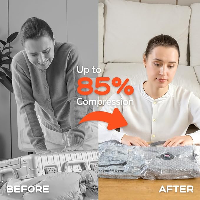 Vacuum Bags for Clothing with Rechargeable Air Pump, 20 Pack Vacuum Seal Bags for Travel, Space Saver Bags for Luggage and Suitcases, Compression Packing Bags in Multiple Travel Size