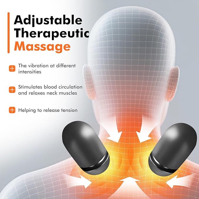 3-in-1 Neck Massager Pillow with Heating & Cervical Traction, Ergonomic Cervical Pillow for Neck Back Shoulder Pain Relief,Cervical Traction Suppor, Mathers Day Gifts (Gray)