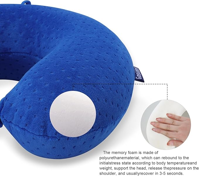 Neck Pillow for Travel Pillow Memory Foam U Shape Comfortable Travel Neck Pillow Head Neck Support Airplane Pillow for Traveling, Car, Home, Office, Travel Neck Flight Pillow