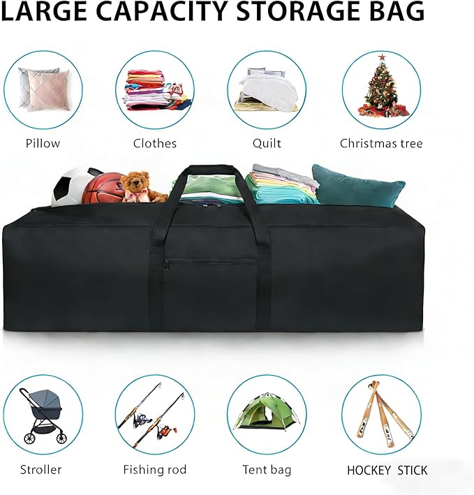 Urbanstand 52 Inch Extra Large Duffle Bag for Travel, 190L Sports Gear Storage Bag with 2-way Lockable Zippers, Long Duffel Bag for Tent Camping Moving tripod (Black)