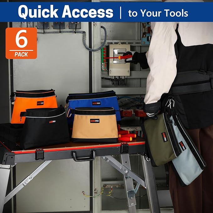 Zipper Tool Pouches, Multi-Purpose Utility Tool Bags Organizer for Small Hand Tools, Screws, Nails, Hardware, Pliers & Wrenches, Storage Pouch Set for Electricians, Plumbers, HVAC & Mechanics