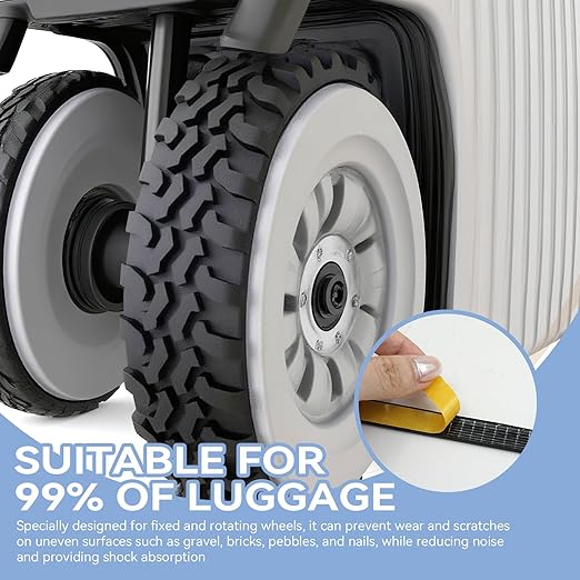 8 Pcs Silicone Luggage Wheel Covers, Noise-Reducing Shock-Absorbing Protectors, Universal Fit for Suitcase Wheels & Office Chair Casters, Customizable Cut-to-Fit Design (Black)