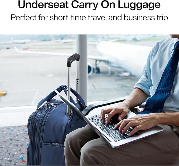 Hanke Expandable Underseat Carry on Luggage for Airplanes,Small Rolling Softside Suitcase Travel Luggage Personal Item Bag,Lightweight luggage bags for travel,Blue,16-Inch
