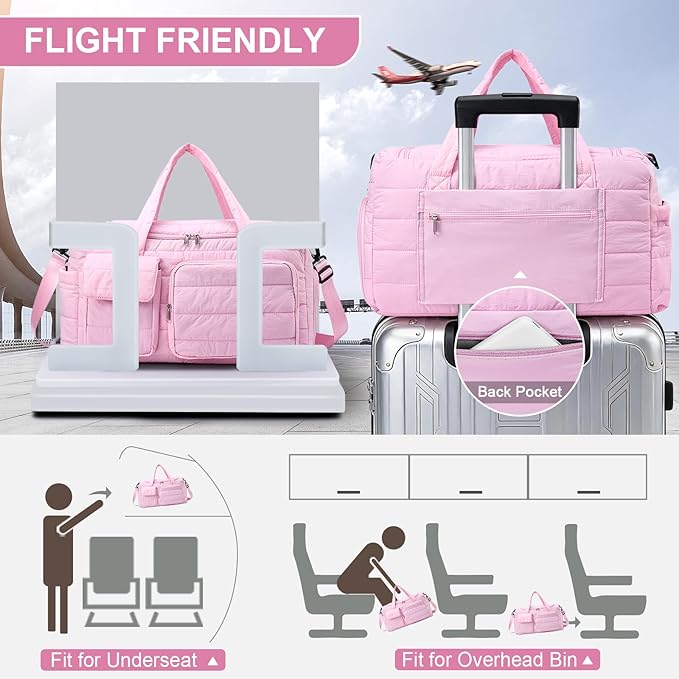 Small Gym Bag for Women, Travel Duffle Bag Carry On Weekender Bag with Shoe Compartment