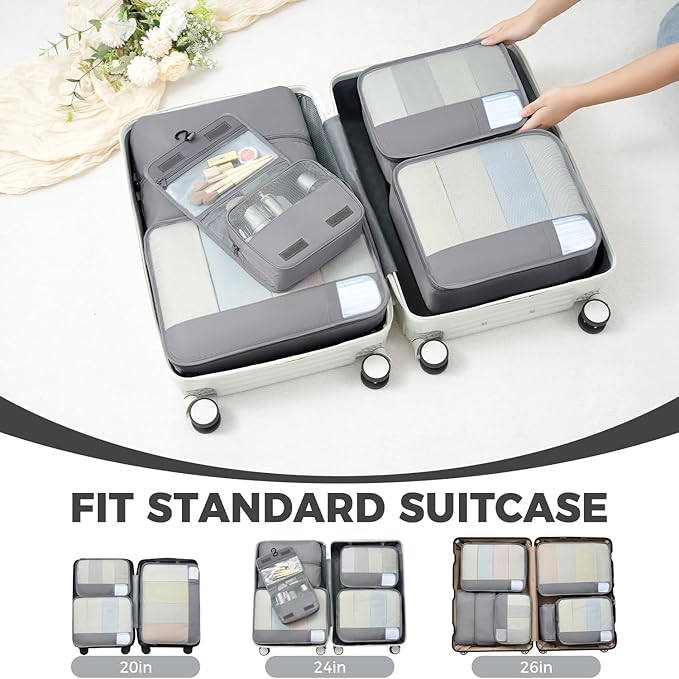 BAGAIL 9 Set Packing Cubes with Packing List Luggage Packing Organizers for Travel Accessories