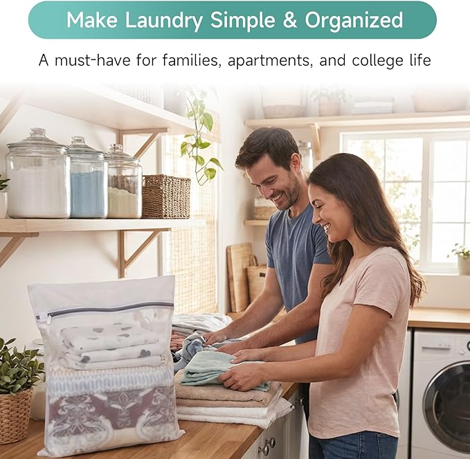 GOGOODA XL Mesh Laundry Bags, 4-Pack Large Wash Bags for Sweaters & Delicates, Fine Mesh for Washing Machine