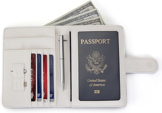 Passport Holder for Travel Essentials, RFID Blocking Passport Wallet Cover with Magnetic Closure, Passport Book Holders for Women and Men (Cherry)