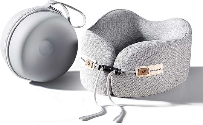 Neck Pillow Airplane, 100% Pure Memory Foam, Comfortable Breathable Cover, Travel Pillows for Airplanes, Ergonomic Design, Neck Pillow for Traveling, Airplane Pillow Flight Train, Gray