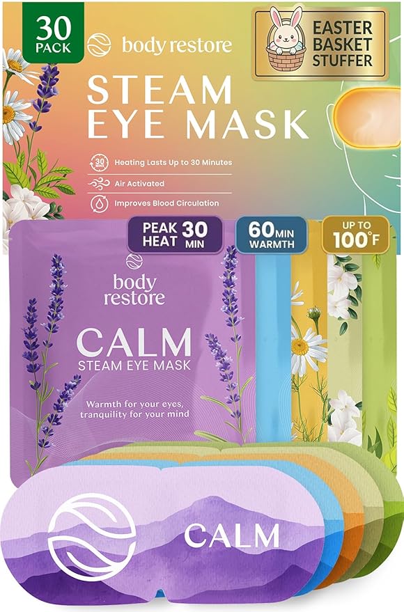 Body Restore Heated Eye Mask 30 Pack – Easter Basket Stuffers, Easter Birthday Gifts for Women & Men, Steam Warm Compress for Dry Eyes, Stye Eye Treatment – Variety