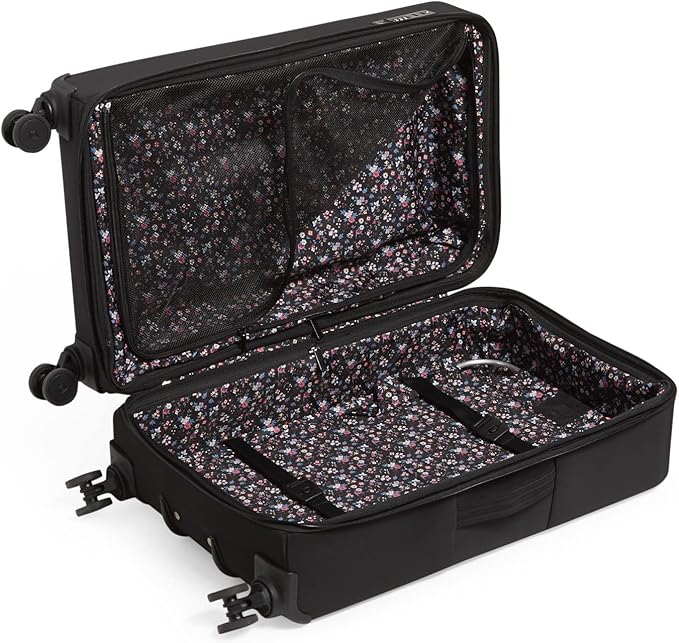 Vera Bradley Women's Softside Rolling Suitcase Luggage, Black, 27" Check In