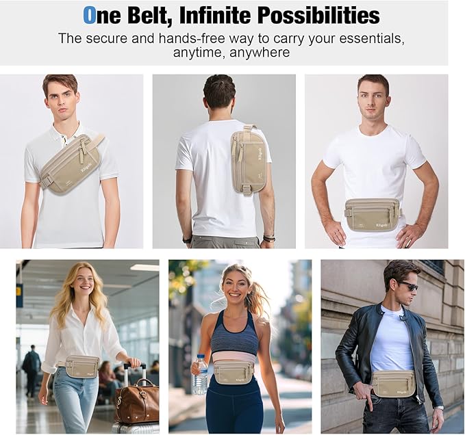 Money Belt for Travel Women and Men Hidden - Slim RFID Blocking Travel Wallet with Secure Anti-Theft Pouch, Passport Holder for Passport, Credit Cards, Cash Under Clothes