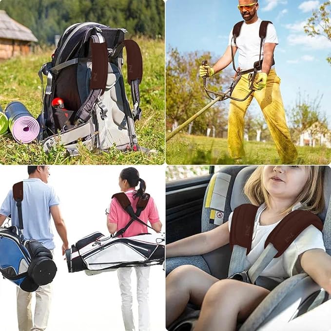 ZINZ 2-Pack Universal Shoulder Pad with Ultra thick Cushion for Bag Luggage Bag Crossbody, Plus Long & Anti-Slip & Breathable,Brown