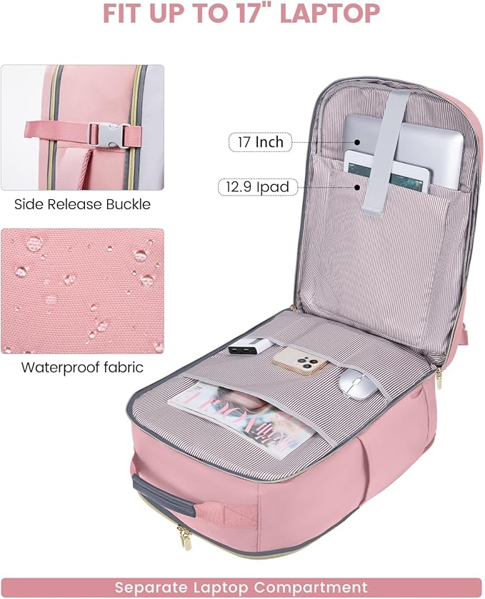 LOVEVOOK 50L Travel Backpack for Women & Men, Airline Approved Carry On Luggage with 3 Packing Cubes, TSA Overnight Bags, Waterproof Personal Item Bag, Weekender Essentials Backpacks fits 17" Laptop