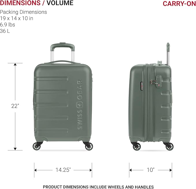 SwissGear 7366 Signature Hardside Expandable Luggage with Spinner Wheels, TSA Lock, Cup-Holder, Olive, 2-Piece Set (19/27)