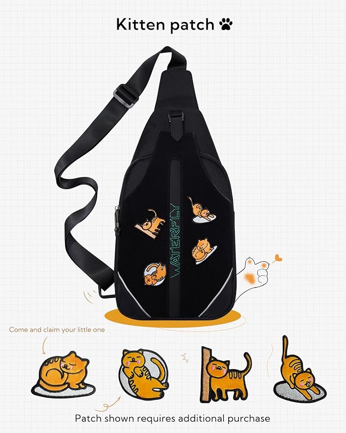 WATERFLY Medium Crossbody Sling Backpack Anti Theft Backpack for Traveling Chest Shoulder Bag