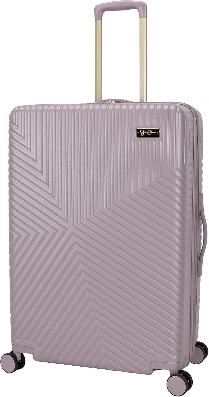 Jessica Simpson Abilene 28" Expandable 8-Wheel Spinner Large Checked Luggage Suitcase, Elderberry