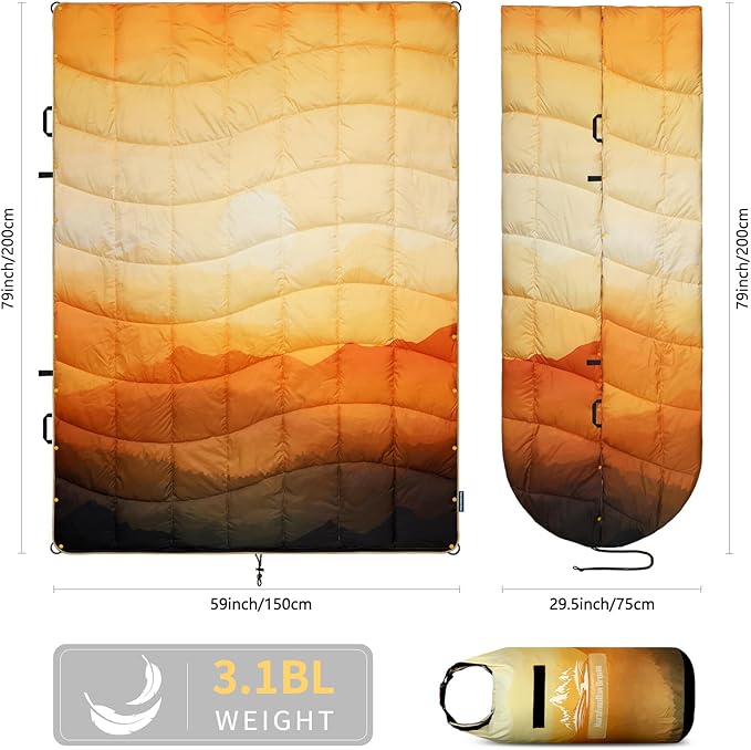 Camping Blanket, Puffy Blankets Lightweight Windproof Resistant for Outdoors,Hiking, Backpacking,Car,Picnic,Stadium