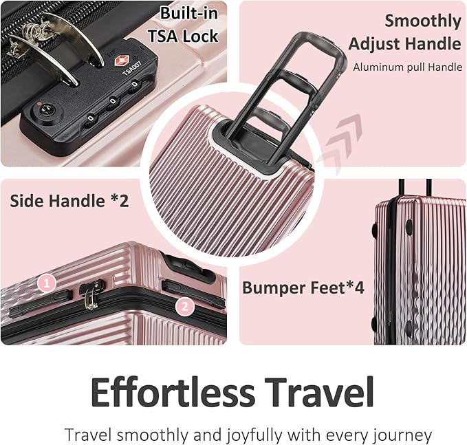 Cheched 22 inch Luggage with Spinner Wheels, Lightweight PC+ABS Hard Shell Suitcases, Expandbale Storage & TSA Aprovel Lock (22.2×15.2×10.4inch)