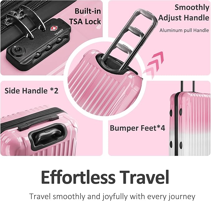 Carry on 20inch Luggage with Spinner Wheels, Lightweight PC+ABS Hard Shell Suitcases, Expandbale Storage & TSA Aprovel Lock