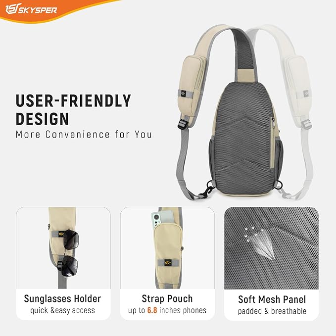 SKYSPER Sling Bag RFID Cross Body Bag Recycled Crossbody Backpack Travel Daypack