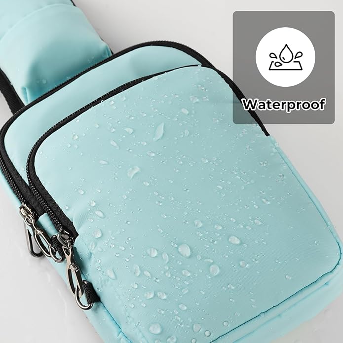 BROADREAM Mini Crossbody Sling Bag, Small Chest Bags Dual Pocket with Zipper Lock, RFID Blocking & Water Resistant Women Men