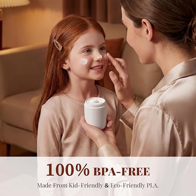 New Travel Toiletry Containers [Ultra Leakproof] TSA-Approved, PLA Hard Shell Jars with 5 Magnetic Labels, Wide Mouth Bottles for Lotion, Cleanser, Shampoo, Conditioner, Beige, 3 Pack, 2OZ