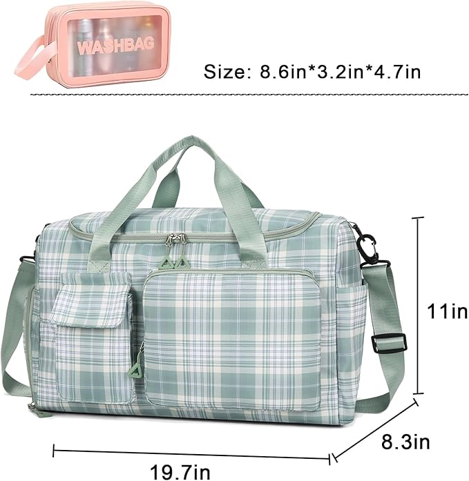 Small Gym Bag for Women, Travel Duffle Bag Carry On Weekender Bag with Shoe Compartment
