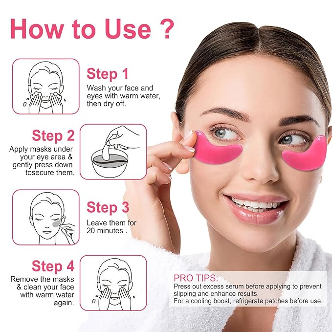 LAVONE Eye Mask - 15 Pairs Rose Under Eye Patches Skin Care Products - Eye Masks Skincare for Dark Circles and Puffiness, Reduce Wrinkles, Eye Bags and Fine Lines, for Women and Man - Pink