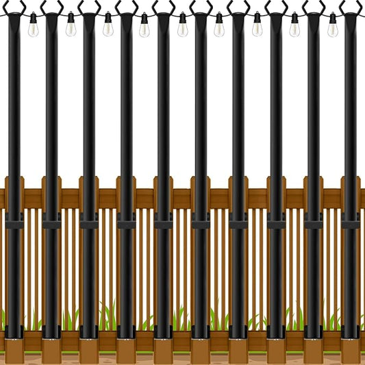 Beizelte 10 Pack 5Ft String Light Poles,Outside String Lights,Outdoor Light Poles,Metal Poles Stand for Patio,Backyard,Deck