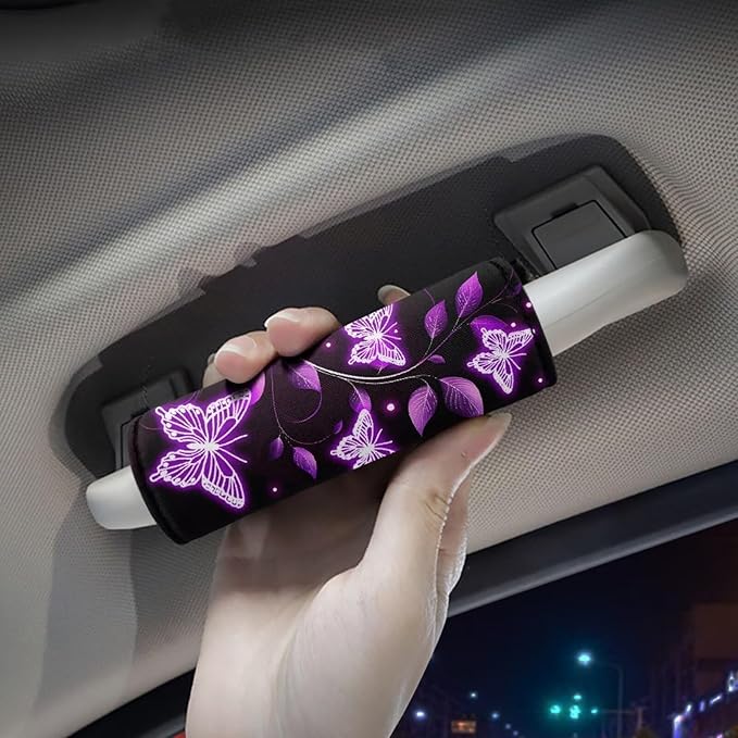 BIGCARJOB Purple Butterflies Luggage Handle Wrap Set Christmas Luggage Handle Cover Suitcase Handle Tags Suitcase Identifier Protective Cover Trolley Case Grip