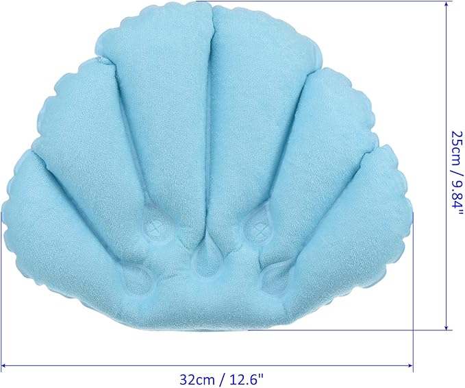 M METERXITY 2 Pack Inflatable Bath Pillow - Ultralight Inflatable Compressible Pillow with Suction Cups, Neck Support, Apply to Bathtub (Blue)