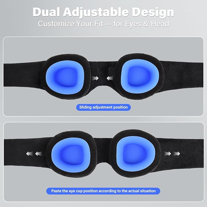 2026 Upgraded Sleep Mask for Dry Eyes – Reusable Eye Mask for Men & Women –100% Blackout & Adjustable Moisture Goggle, Soft, Comfortable– Ideal for Travel – Black
