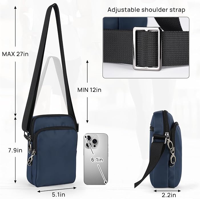 VADOO Sling Bag for Men Women, Anti Theft Crossbody Bag with Zipper Lock, RFID Blocking & Waterproof for Travel Casual