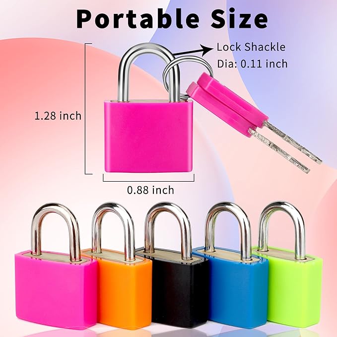 5 Pcs Suitcase Locks with Copper Keys Protect Your Belongings with Febwind's Set of 5 Mini Padlocks Multicolor Durable Locks for Suitcases Backpacks Boxes Cabinet and Laptop Bags