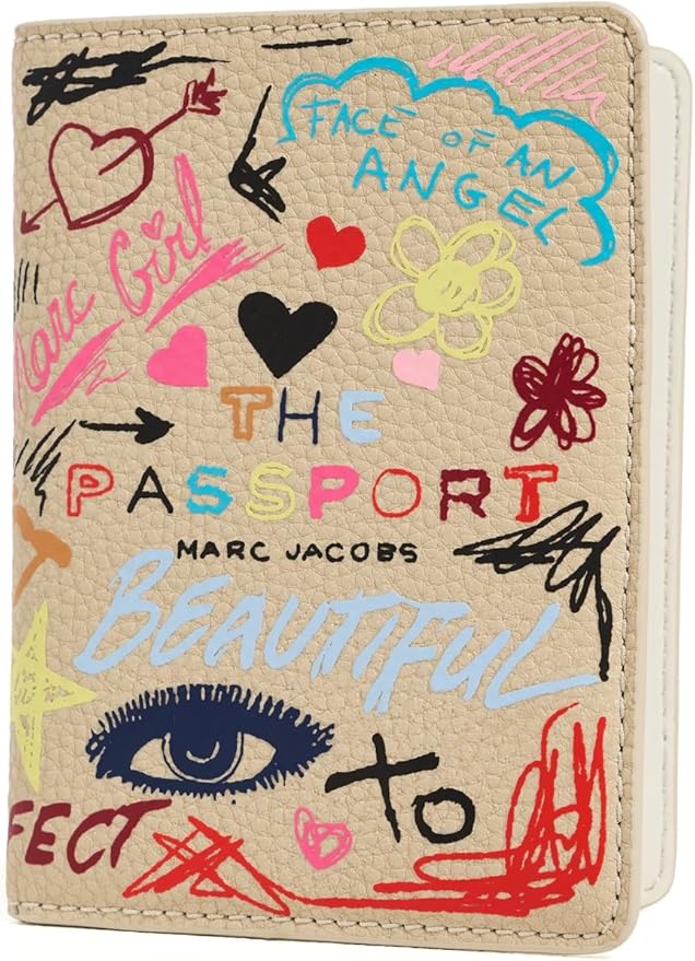 Marc Jacobs Women's The Punk Scribble Passport Case, Beige Multi, One Size
