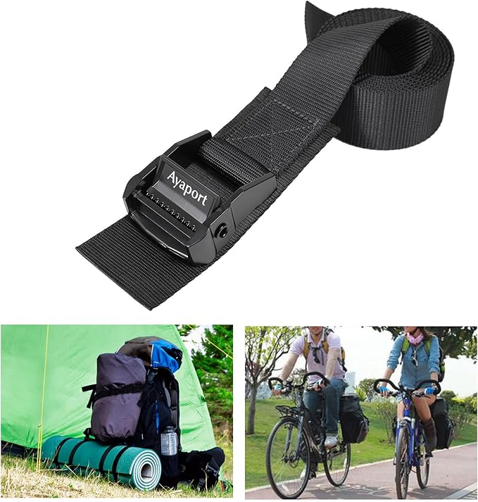 Ayaport Lashing Straps with Buckles Adjustable Cam Buckle Tie Down Cinch Strap for Packing Black 4 Pack
