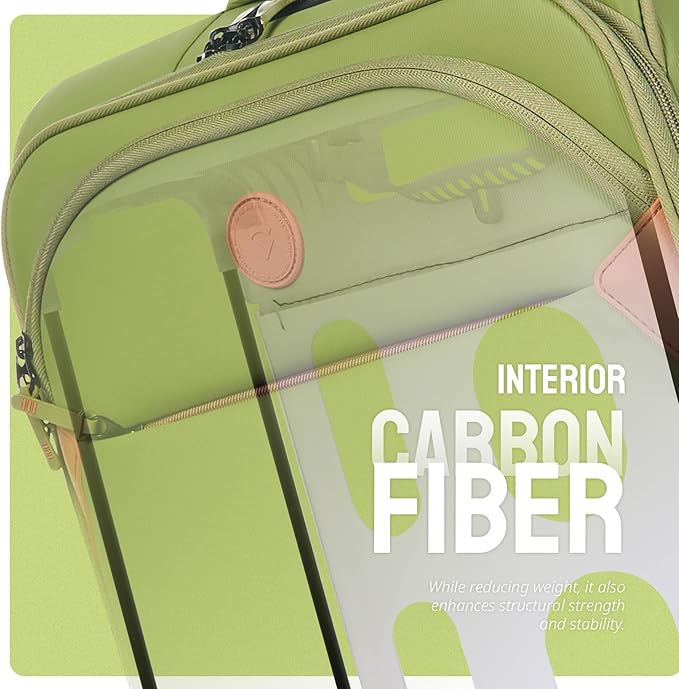 Verage Cambridge Lightweight Carry On Luggage,Softside Expandable Suitcase with Spinner Wheel (20-Inch, FERN GREEN)