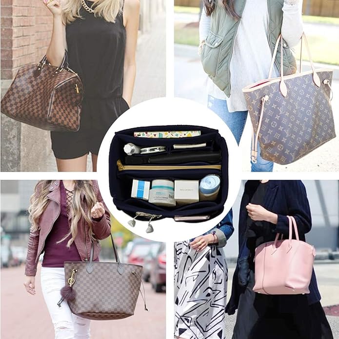 OMYSTYLE Purse Organizer Insert, Felt Tote Bag Organizer Insert with 5 Sizes, Handbag Dividers for Inside Purse, Compatible with Longchamp, Neverful, Speedy and More