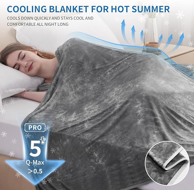 Guohaoi Cooling Throw Blanket for Hot Sleepers,Decortive Tie Dye,Arc-Chill Q-Max >0.5Cool Fiber,100% Oeko-Tex Certified,Lightweight Summer Cool Blanket for Ultra Cold Breathable,Keep Cool,60''x90''