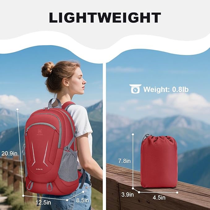 MIYCOO Backpack - Ultra Lightweight Packable Backpack for Travel Camping, Hiking Back Pack Waterproof Foldable Daypack for Men Women Red