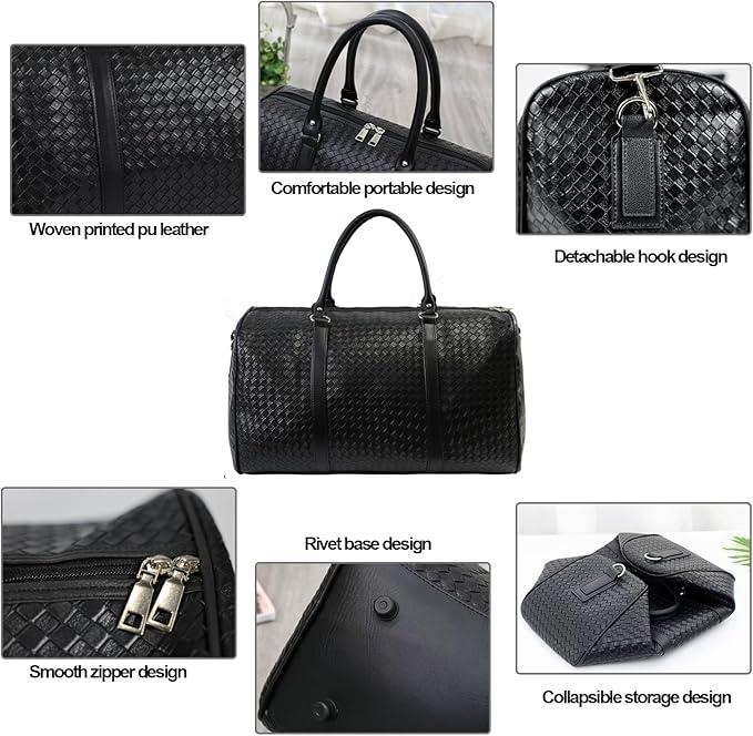 27L Small Travel Duffle Bag Weekender Bags for Women and Men with Shoe Compartment Foldable Waterproof Toiletry Bag Hospital Bags for Labor and Delivery Gym Bag (Black)