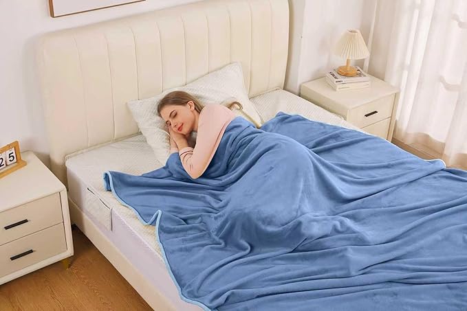 Soft Queen Size Blanket for All Season Warm Fuzzy Microplush Lightweight Thermal Fleece Summer Autumn Fall Winter Spring Blankets for Queen Full Bed Couch Sofa,90x90 Inches,Washed Blue