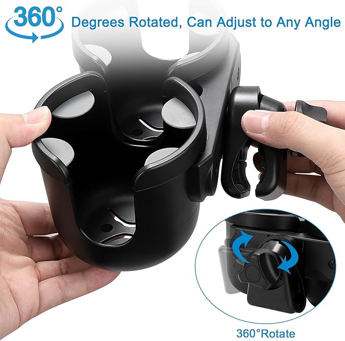 Accmor Stroller Cup Holder, Bike Cup Holder, Universal Cup Holder for Uppababy Nuna Doona Strollers, 2-in-1 Cup Phone Holder for Stroller Bike Wheelchair Walker Accessory